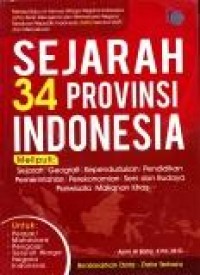 Sejarah 34 Provinsi Indonesia meliputi: sejarah geografi, kepenudukan, Pendidikan Pemerintahan, seni dan Budaya Pariwisata, Makanan khas